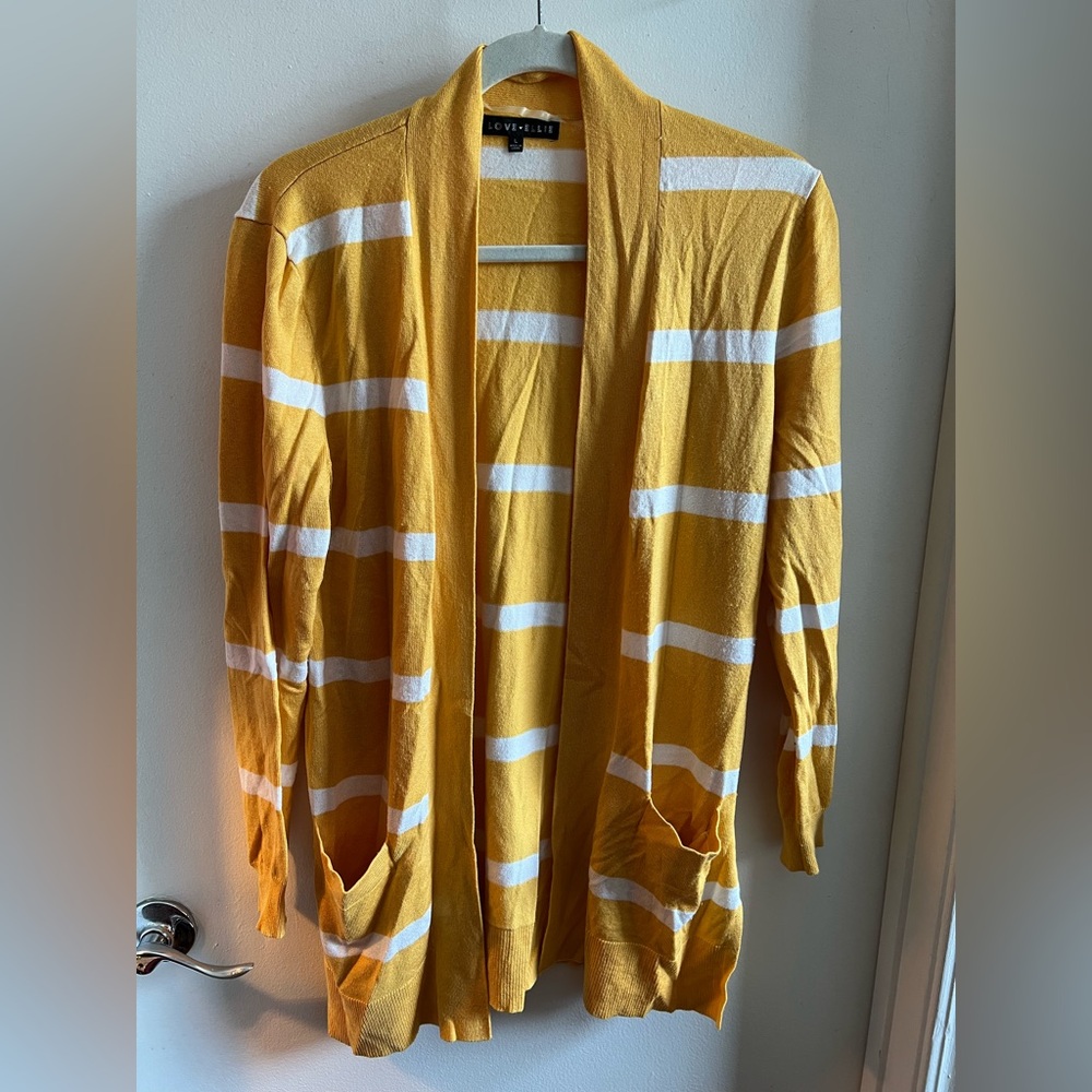 Love Tree Mustard and White Striped Cardigan